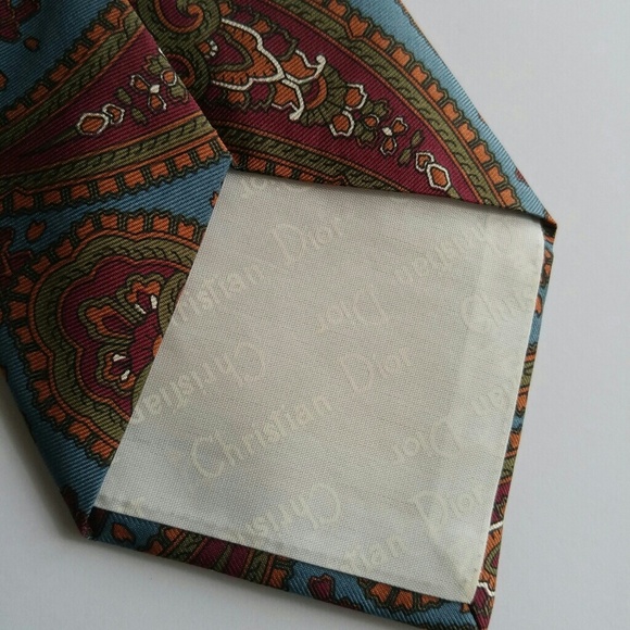 Auth Vintage Christian Dior tie blue paisley - Picture 4 of 6